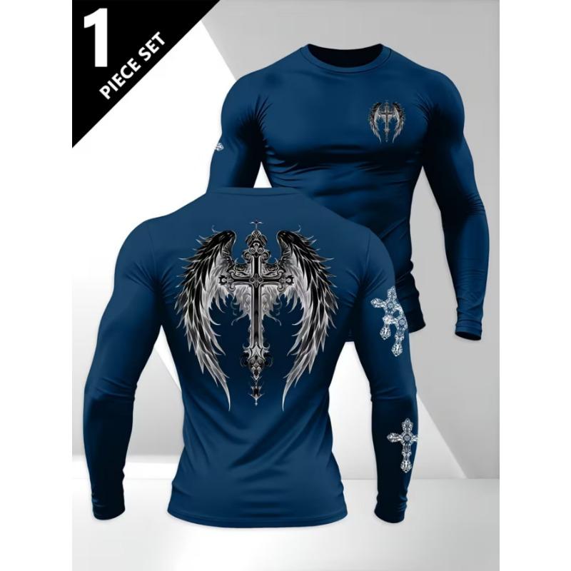 Herren Langarm-T-Shirt mit 3D-Streifendruck, bequem, atmungsaktiv und vielseitiges Herren-Oberteil