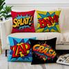 Set of 4 Super Hero Comic Throw Pillow Covers 18x18 Inch, Colorful Pop Art Decorative Cushion Covers with Splat Bam Zap Crash Designs for Sofa Couch