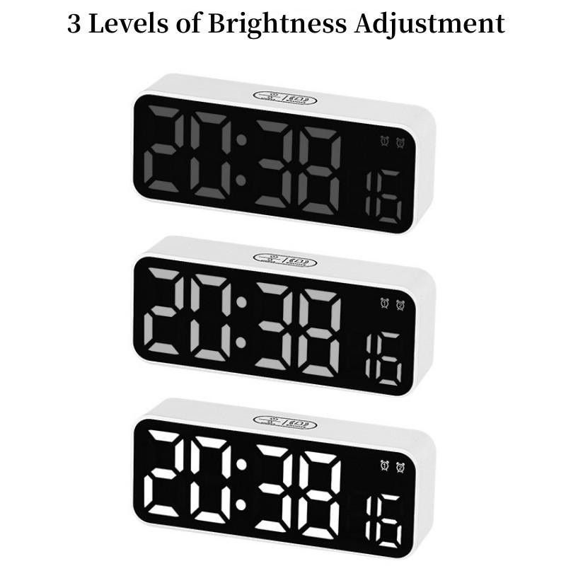 Digitaler Wecker mit USB-Stromversorgung, Datumsanzeige, Zeitfunktion, Helligkeitseinstellung, zwei Alarmeinstellungen, 12/24-Stunden-Schlummerfunktion, LED-Uhr