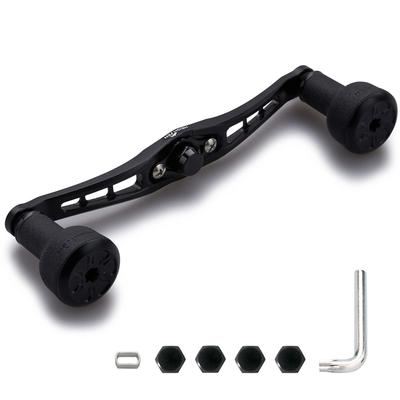 HEIGHTEN 12092mm Bait Reel Handle 24mm TPE Knob Shimano Daiwa Abu Garcia General Bait Reel TPE Series (120mm-Black & Gunmetal (Cap)) (439)