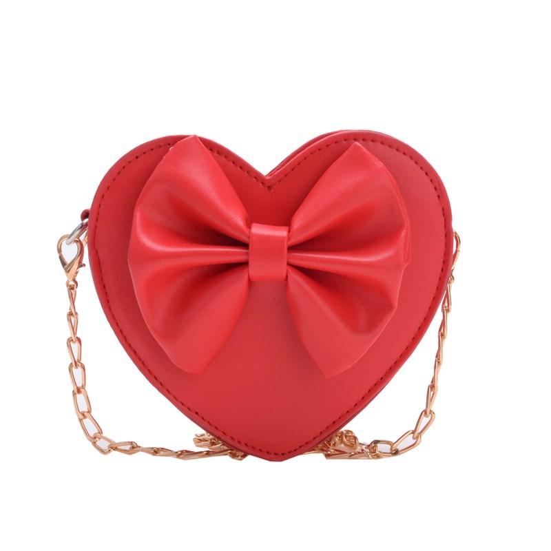 Solid Knot Butterfly Color Heart Shaped Children Crossbody Bag For Daily Use