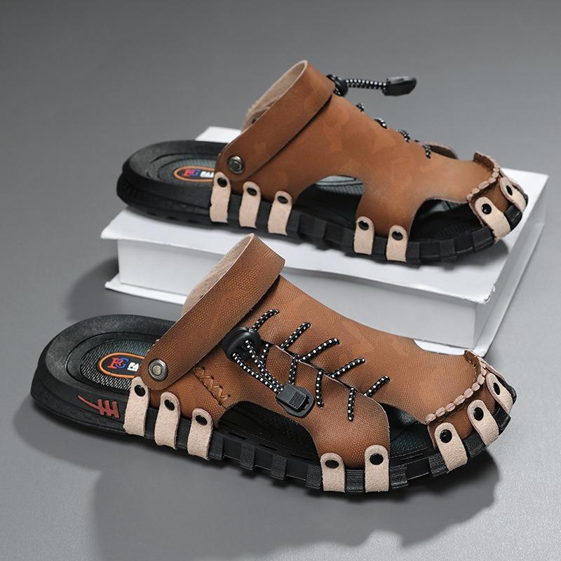 Fashion Men Sandals Outside Street Beach Style Non slip Slippers Cover Toe Summer Breathable Soft Light Plus Size 45 46 Modern Shoes