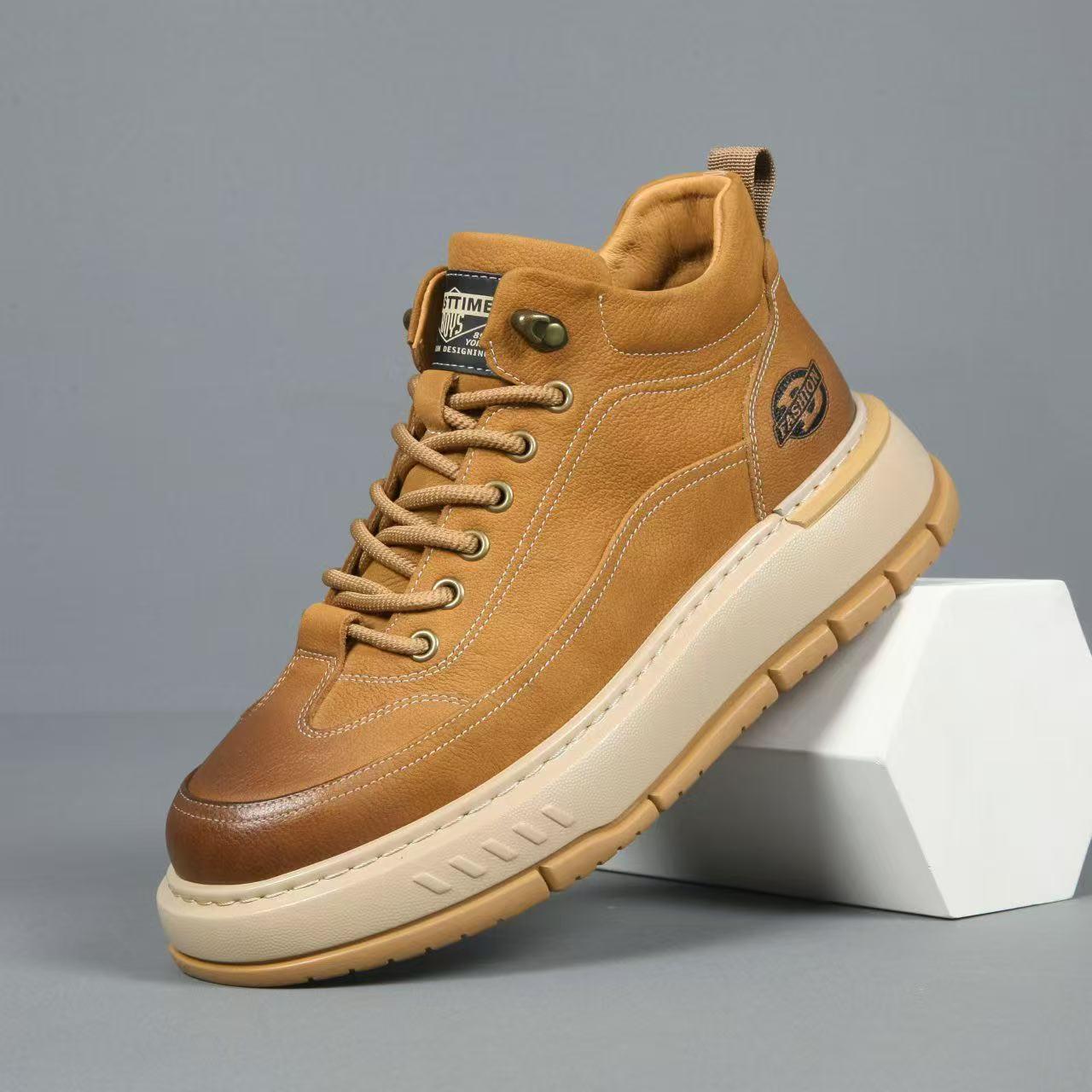 

Мужские ботинки Мартин в британском стиле - Кожа коровьей шкуры высшего слоя, Толстая подошва, Износостойкие, Уличные короткие ботинки 40