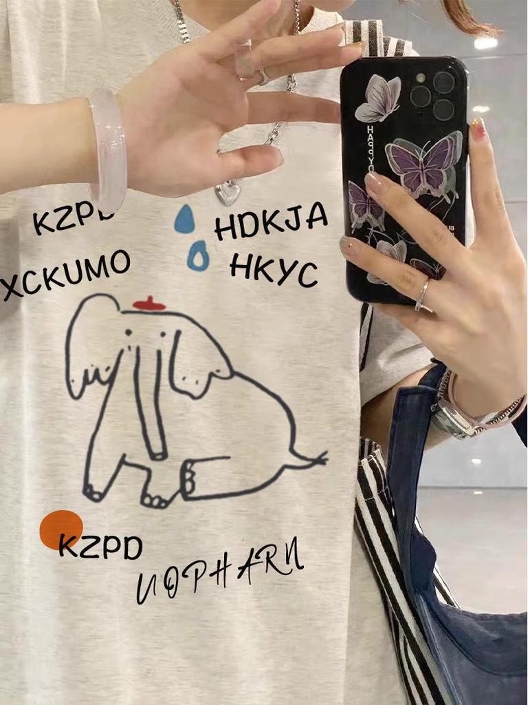 Women's 2025 Cartoon Print Heavyweight Short Sleeve T-Shirt