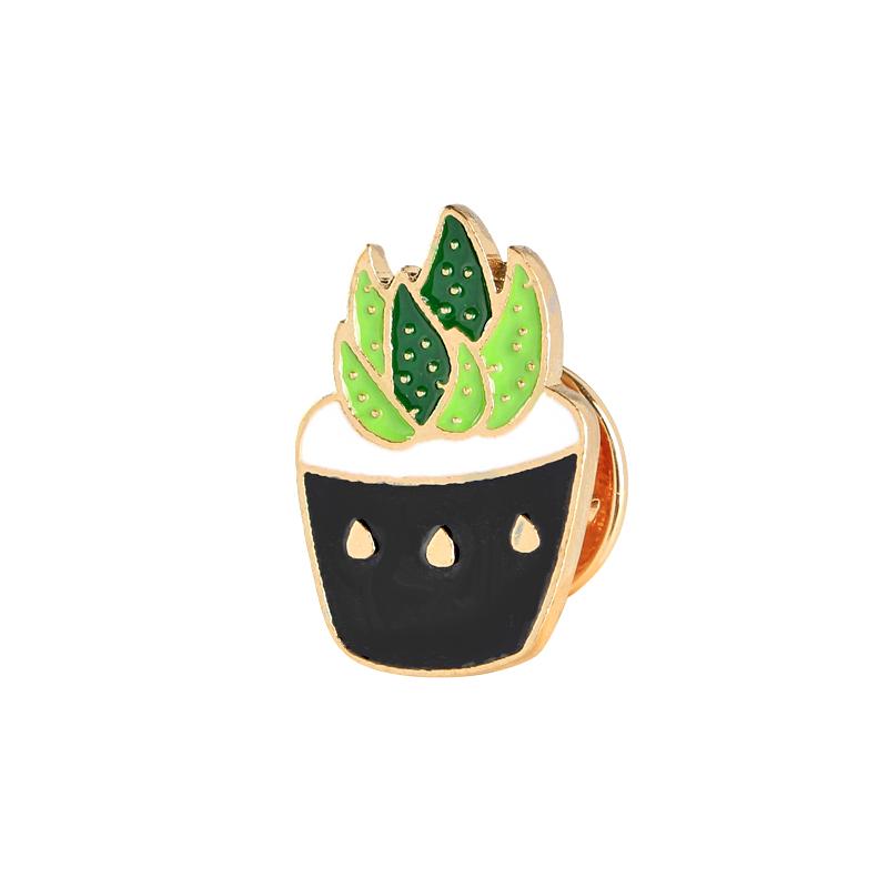 19 Styles Summer Cup Potted Design Enamel Brooches Mini Cactus Potted Plant Shaped Pins Women Girls Gardening Backpack Badge