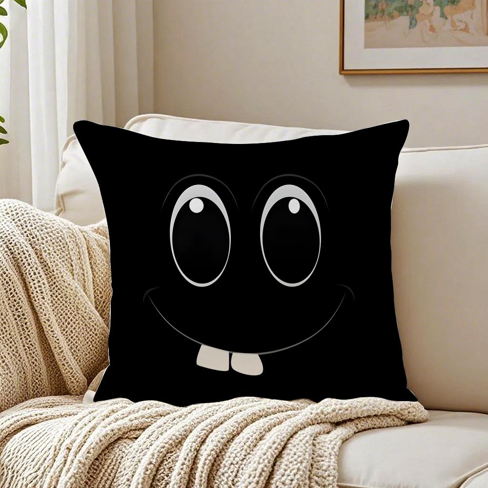 Black Emoticons Pillow Case Organic Short Plush Cushion Covers Breathable Washable WrinkleResistant
