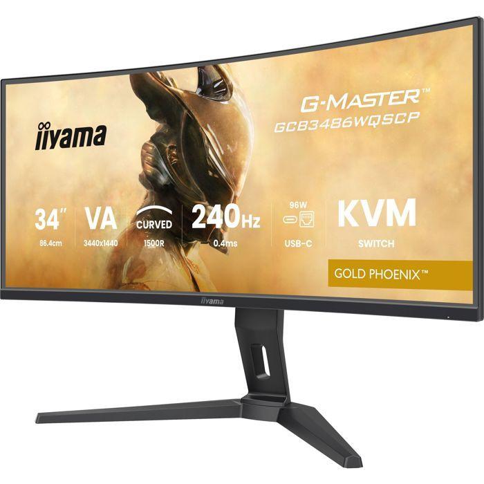 Ecran PC Gamer incurvé - IIYAMA - 34 - WQHD - 240Hz - Dalle VA - 0.4ms - Réglable en hauteur - G-Master GCB3486WQSCP-B1