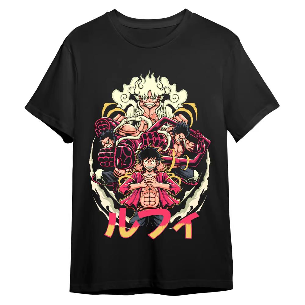 One Piece Japanese-style Trendy Cartoon Print Short-sleeved T-shirt Comfortable and Casual Suitable