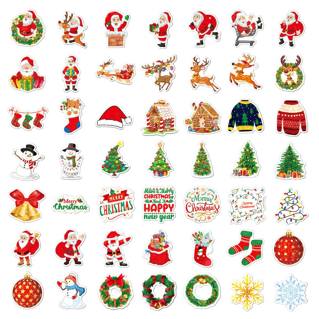 Christmas Stickers with Many 100 Holographic Laser Holiday Gift Decoration Stickers Waterproof Christmas Stickers