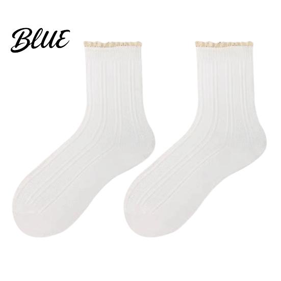 Legere Crew-Socken für Röcke Rüschen Damen Baumwolle Spitzensocken mit Rüschen Weich Atmungsaktiv Vintage-inspiriert Strumpfwaren Knöchel Tägliches Tragen Und Modisch