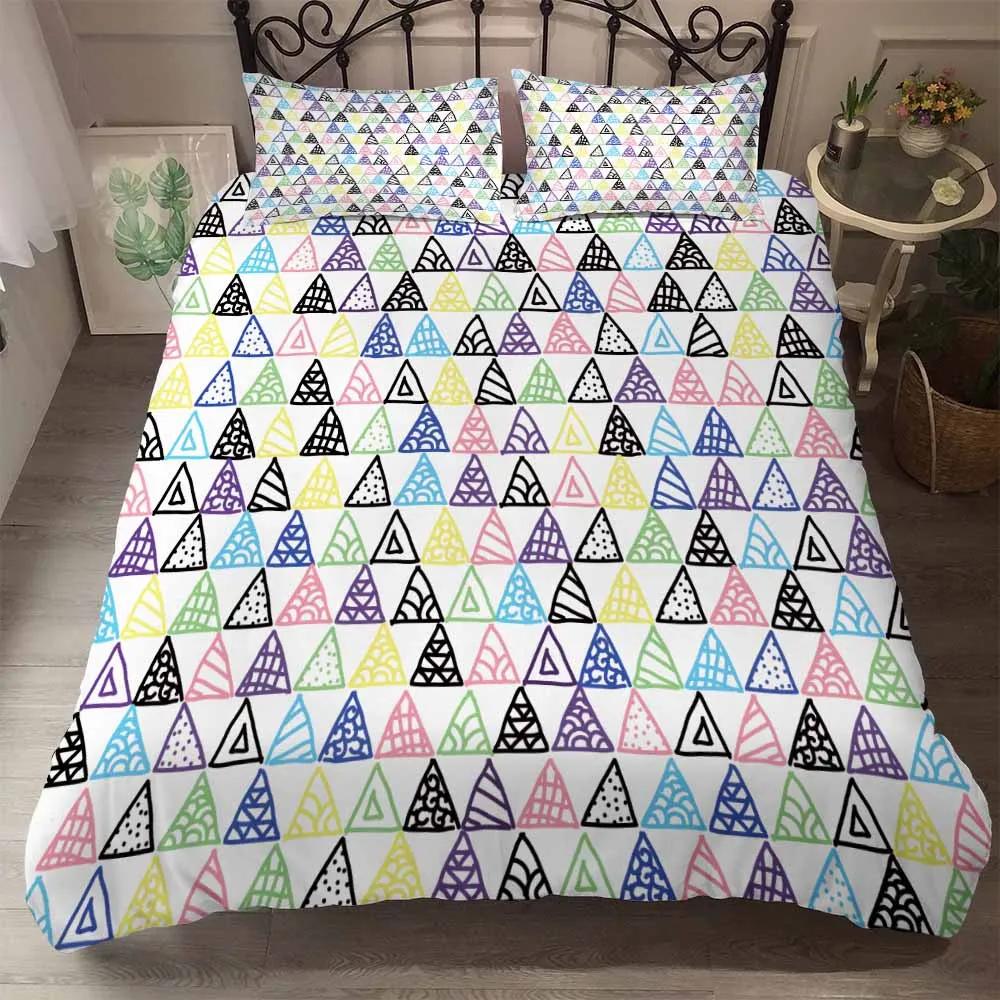 Comforter Bedclothes Microfiber Fabric Circle Elasticity Geometric Style Bedding Red Pink Blue Bedding Ropa De Cama Bed