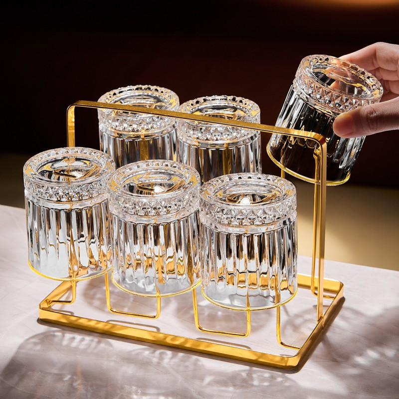 Elegant 150ml Crystal Glass Tumbler Set Whiskey Baijiu Beer 6pcs Modern Home Barware Lead-Free Transparent Or Gold-Trimmed