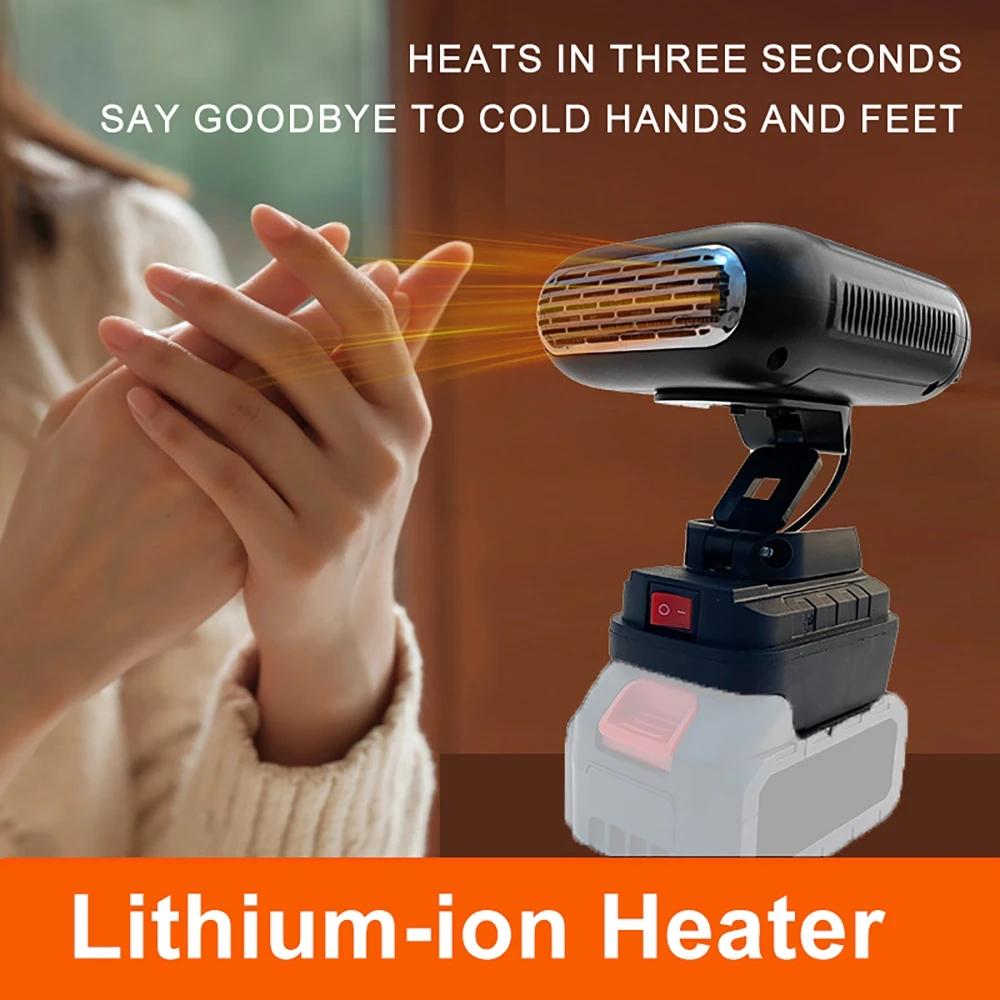 Portable Car Heaters Defroster 21V Li Ion Battery Operated Winter Air Warmer and Cooler Blower with Dual USB Charging Ports