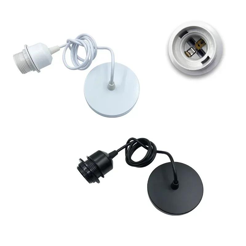 E27 Pendant Light Holder Kit 1m Hanging Wire with iling Socket Vintage Lamp Holder for DIY Chandelier Black White Color Choic