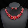 3pcs Luxurious and Exquisite Floral Necklaces and Earrings Set with Colorful Zircons Set for Bridal Banquet Dress Decoration