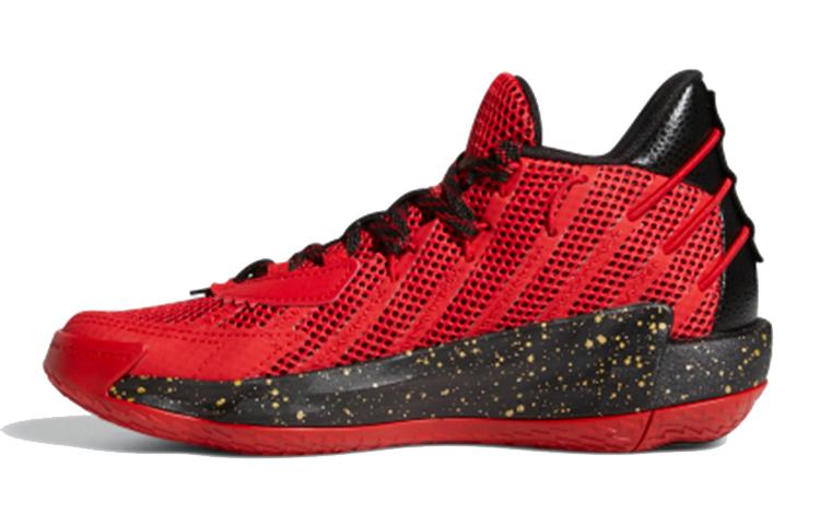Adidas D Lillard 7 Fabric Breathable Low top Basketball Shoes Red Black Gold Teenagers H01364 38⅔