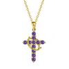 Delicate Rotatable Crown Zircon Cross Pendant Necklace for Women Stainless Steel Chain Birthstone Necklace Jewelry Birthday Gift