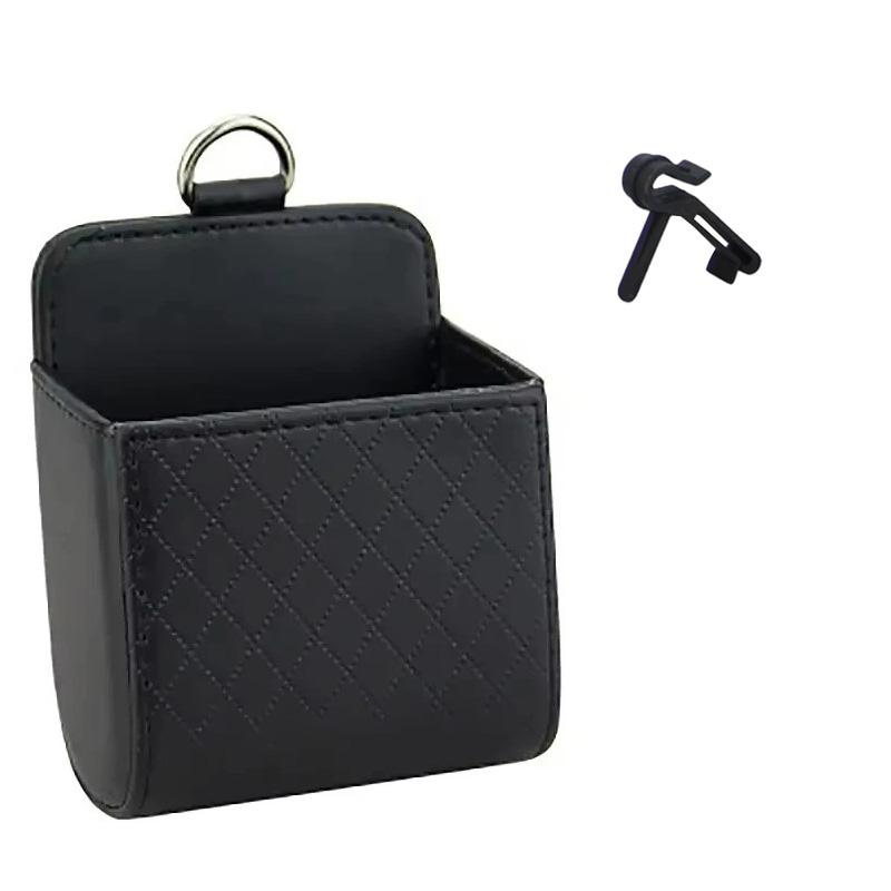 Universal Car Storage Bag Auto Air Outlet Debris Bag For Mobile Phone Key Glasses Vent Dashboard Hanging Leather Storage Box