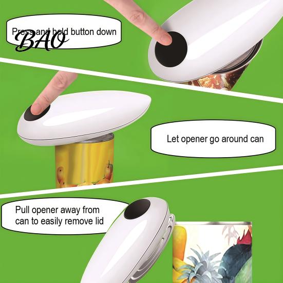 Electric Can Opener for Home Opener, Automatic One-Button Kitchen Tool Cans And Bottles, Compact Handy with Sharp Safe Cutter Accessories Cooking