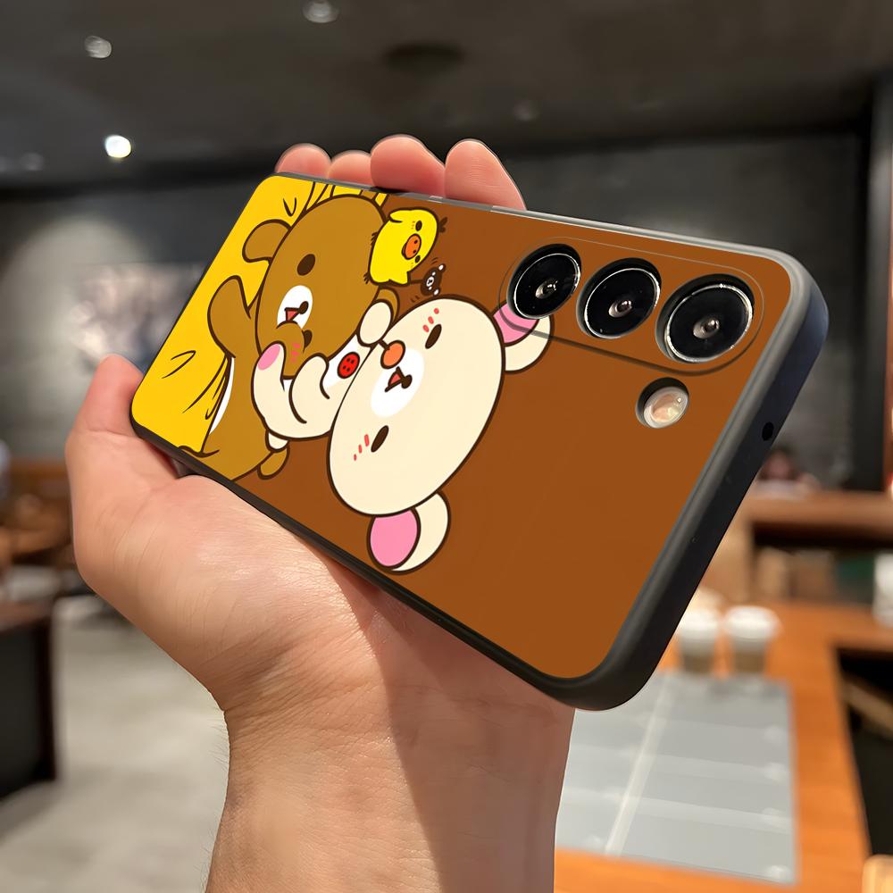 Cute R-RilakkumaS Phone Case For Samsung A56 A36 A26 A16 A15 A25 A35 A55 A14 A34 A24 A54 Black Soft Shell