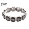 Versatile Style Bracelet Women Elastic Beaded Square-Cut Rhinestone Design Shiny