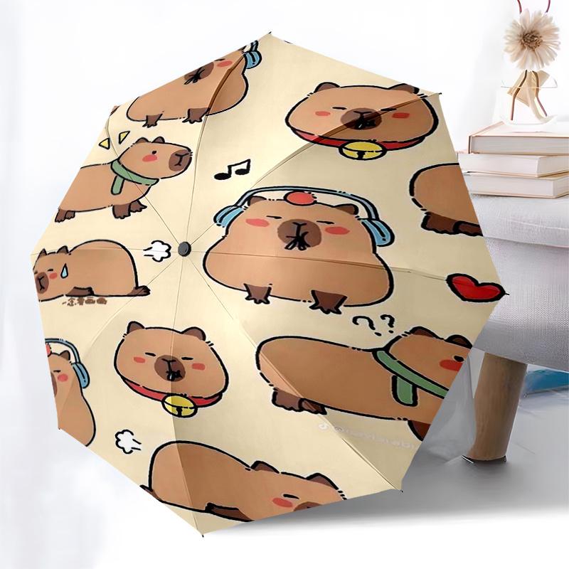 Capybara Themed Travel Umbrella-8 Ribs Automatic Opening and Closing, Portable Folding Design, Compact and Stylish Umbrella Suitable for Out