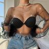 Women's Diamond Mesh Fishnet Long-Sleeve T-Shirt - Y8052