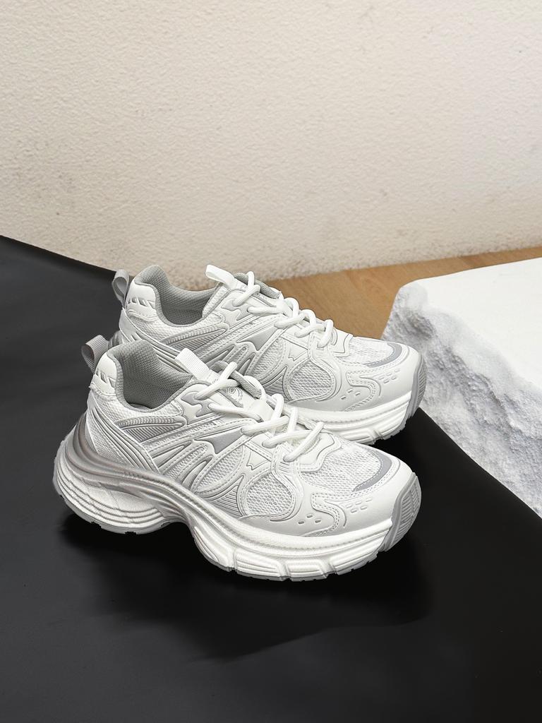 2025 early spring new casual platform women's shoes breathable double mesh round head women's versatile women's single shoes dad shoes women's tide