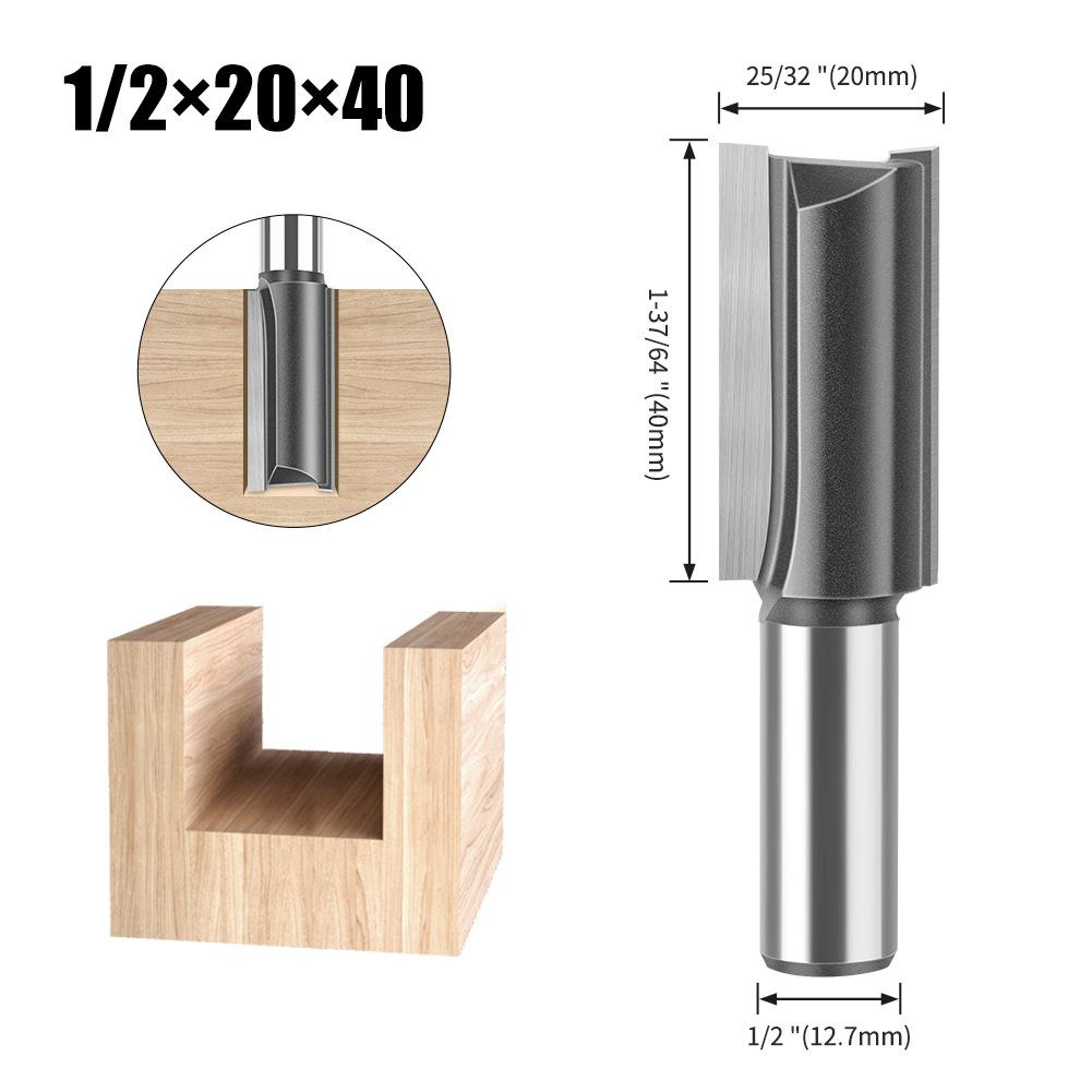 Woodworking Milling Cutter 1/2 Handle Extended Straight Blade Length 40Mm Slotted Straight Cutter Notch Cutter Slotted Milling Cutter Tools