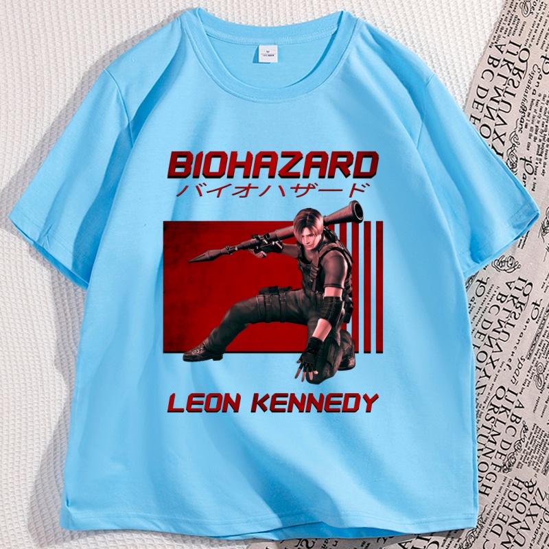 Retro Leon Kennedy Tshirts Women Graphic T Shirts Casual Printed Short Sleeve Tshirt Cotton Comfortable Round Neck Tees Tops