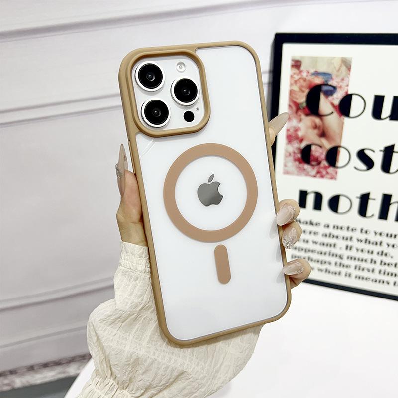 For IPhone 16 Promax Transparent Magnetic Phone Case for Apple 17 Magsafe Anti Drop Protective Case Simple