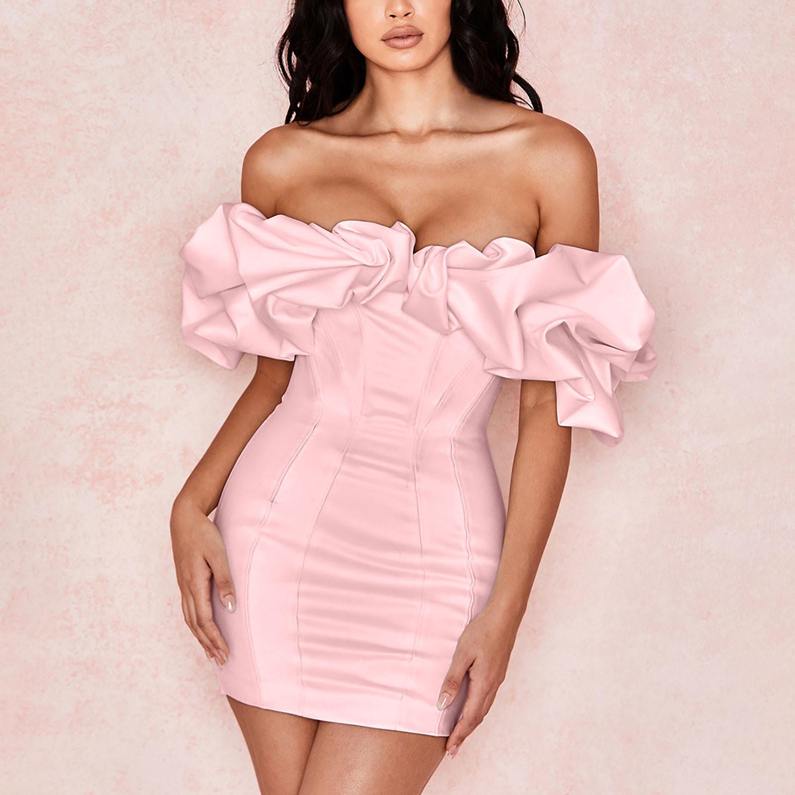 

Женский однотонный бюстгальтер, сексуальное облегающее платье с открытыми плечами и запахом на бедрах S