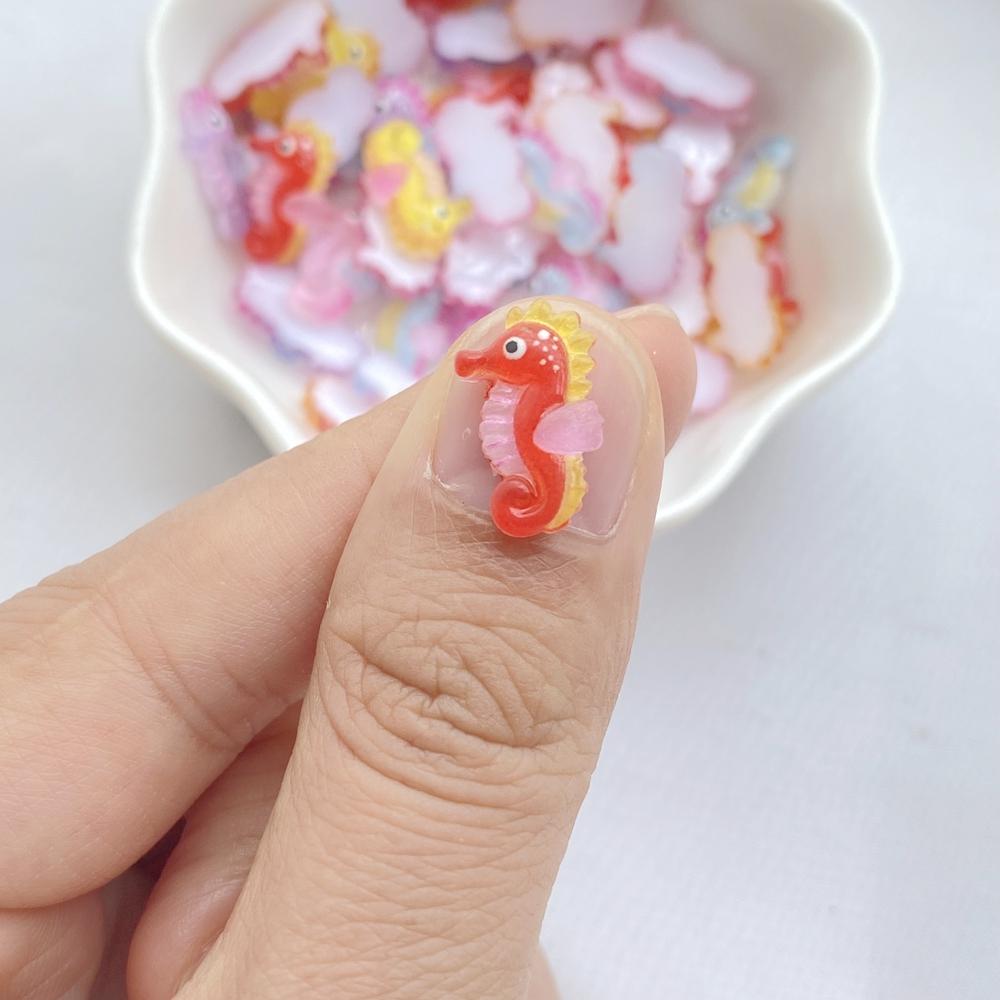 50Pcs New Cute Resin Colorful Little Hippocampus Japonicus Flat Back Ornament Jewelry Making Manicure Hairwear Accessories