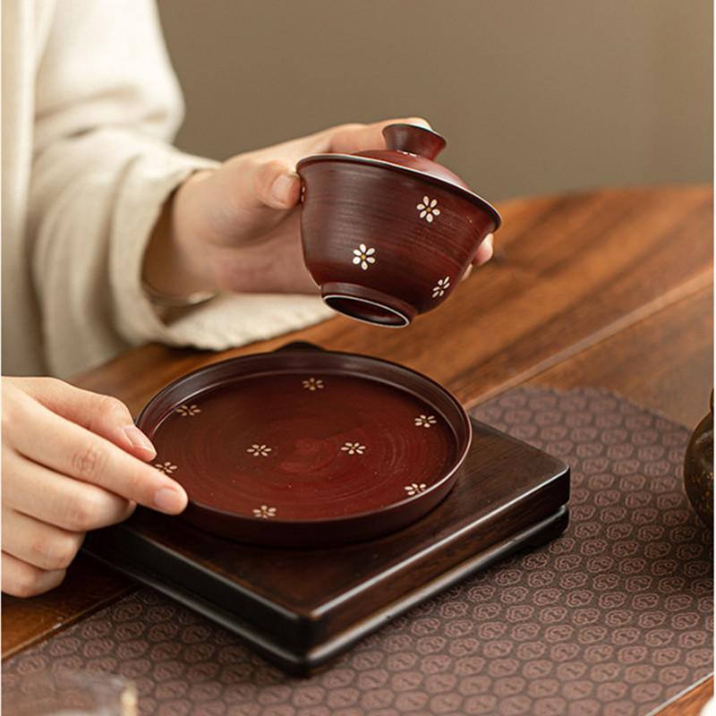 Chinese Traditional Ceramic Gaiwan Teacup Handmade Flowers Tea Bowl Household Beauty Tea Infuser Portable Tea Set Accessories