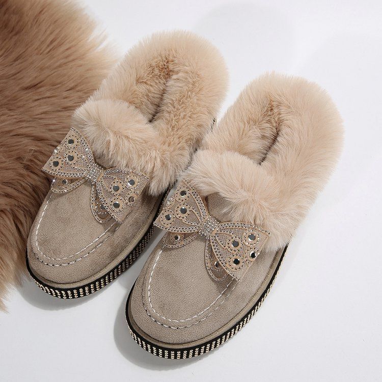 Schleife Schneestiefel Damen neu Winter Samt verdickt warm rutschfest Student Low-Top Baumwollschuhe