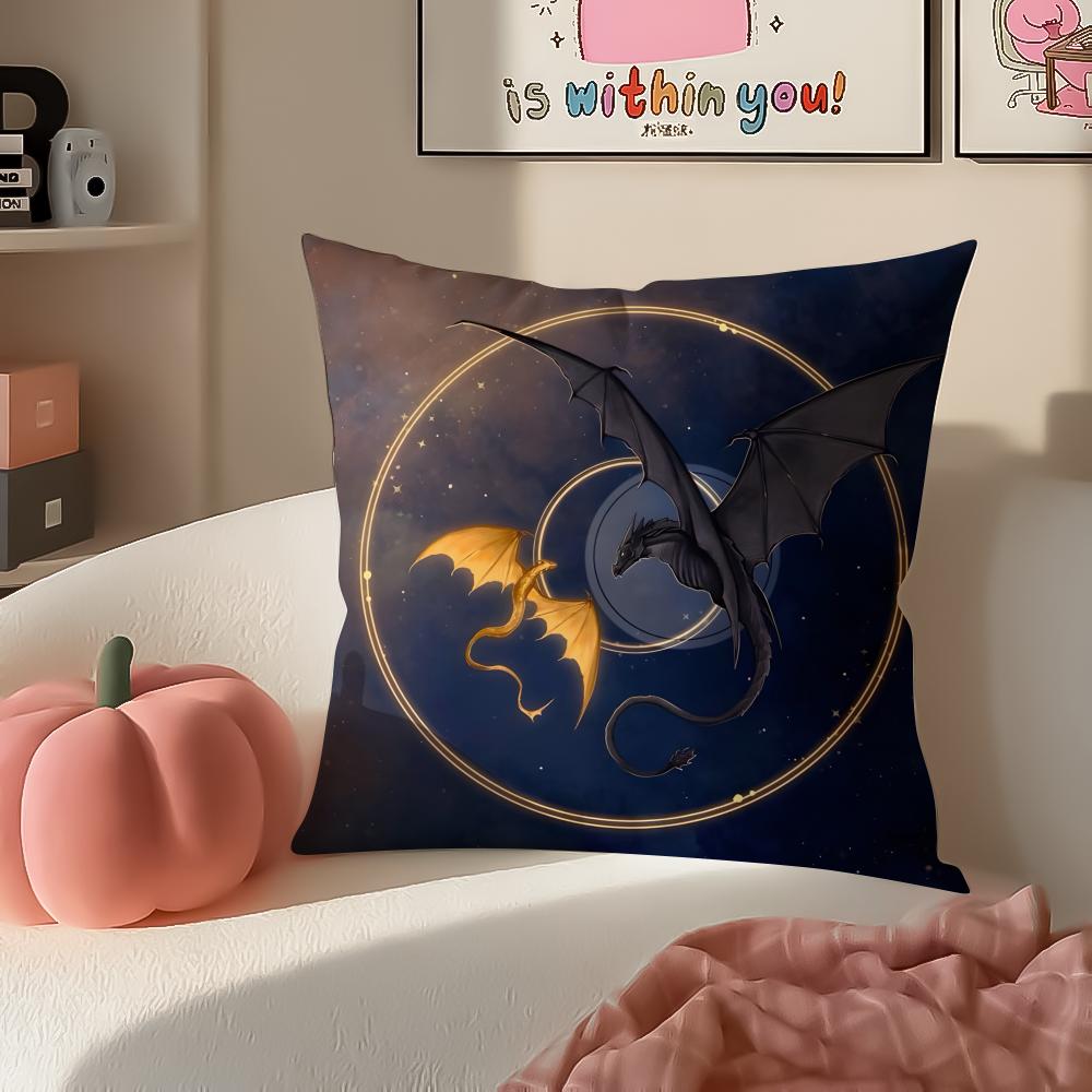 Epic Fantasy Fictional FFourth WWing Dragon Cushion Cover Pillowcase Short Plush Invisible Zipper Room Sofa Cushion Cover