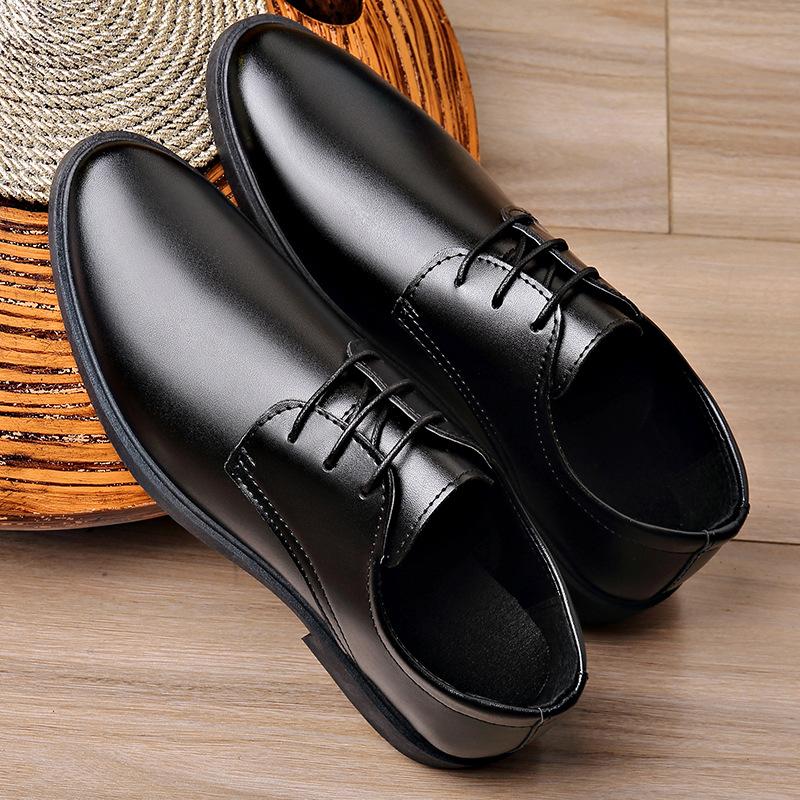 Large Size Lace-up Casual Business Dress Leather Shoes Men's Shoes Wedding Shoes Versatile Single Shoes Work Shoes Men's Leather Shoes
