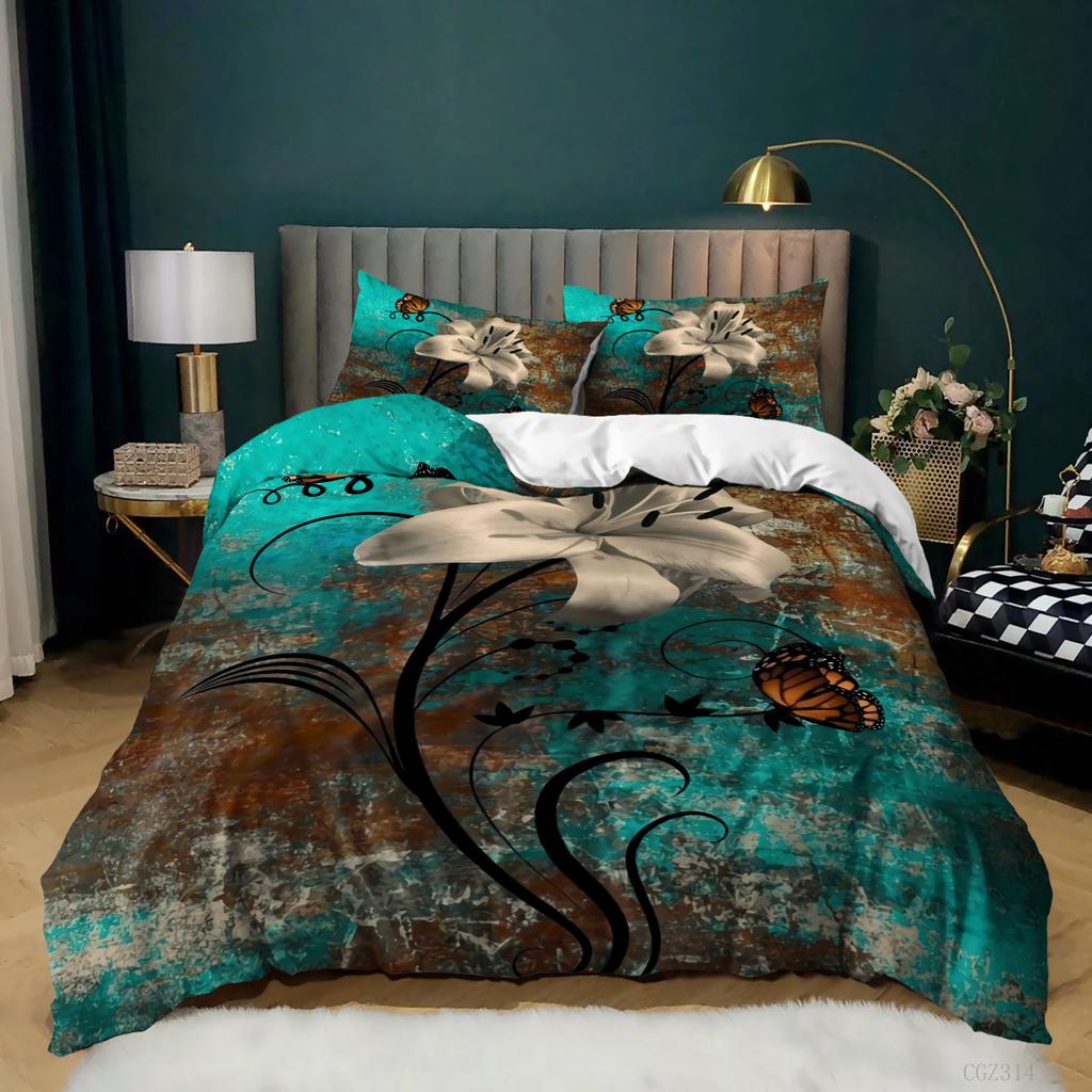 Comforter Pink Rose Queen Size 3D Printed Rose Floral Bedding Set Botanical Blossom Flowers Comforter