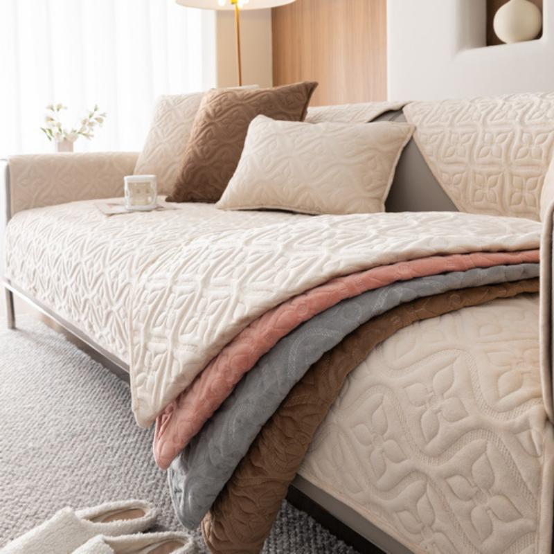 Fashionable Embroidered Plush Sofa Cushion Home Living Room Decoration Anti Slip Backrest Towel Modern Minimalist All Inclusive Universal Sofa Cover