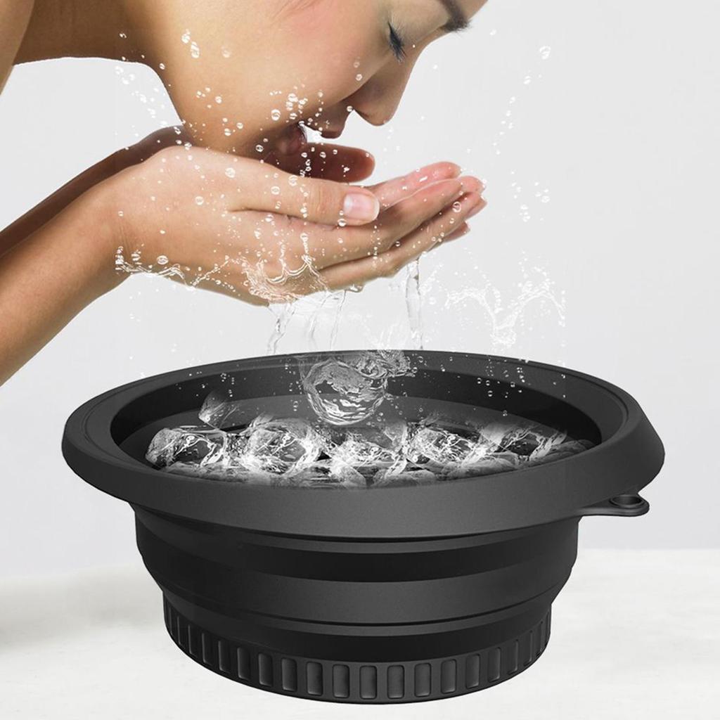 Face Bowl Quick Cooling Foldable Silicone Wash Basin with Built-In Ice Tray Bathroom Accessories Portable Washing Basin
