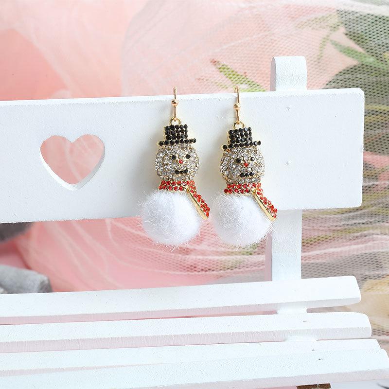 Christmas stud earrings combination new cartoon holiday alloy dripping elk old man bell earrings set