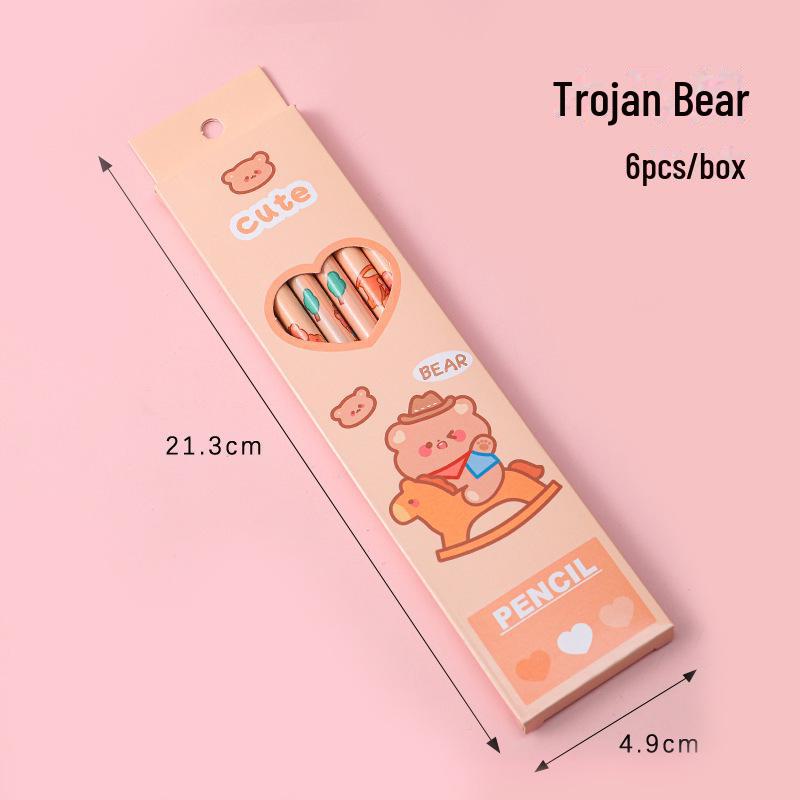 Niedliches Cartoon-HB-Buntstifte-Set (6/Karton) - Ideale Belohnung für Schüler oder Geschenk für Kinder