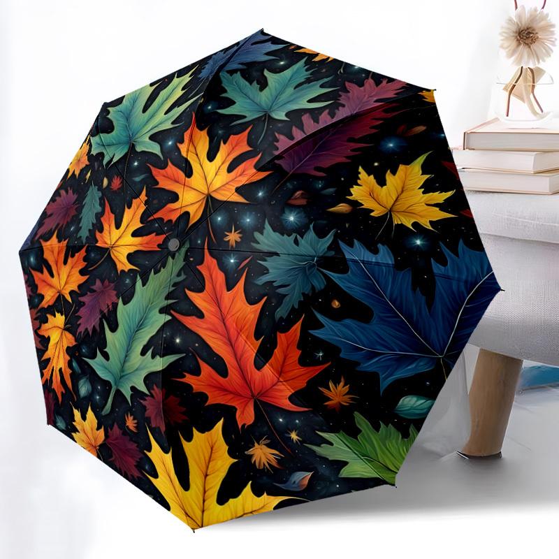 1pz Ombrello Automatico Apri/Chiudi Foglie d'Autunno, Ombrello Pieghevole Compatto, Ombrello Portatile per Tutte le Stagioni per Donne/Uomini F1124223