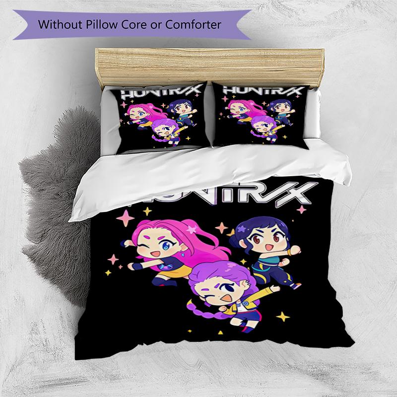 3pcs Kpop Hunter12 pattern bedding set duvet cover set includes duvet cover &pillowcases, perfect all season bedroom decoration & gift