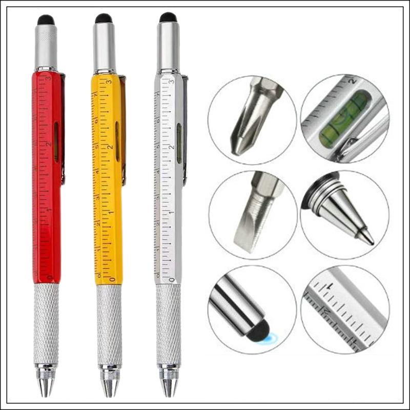 With Modern Handheld Tool Measure Technical Ruler Screwdriver Touch Screen Stylus Spirit Level 6 In1 Multifunction Ballpoint Pen