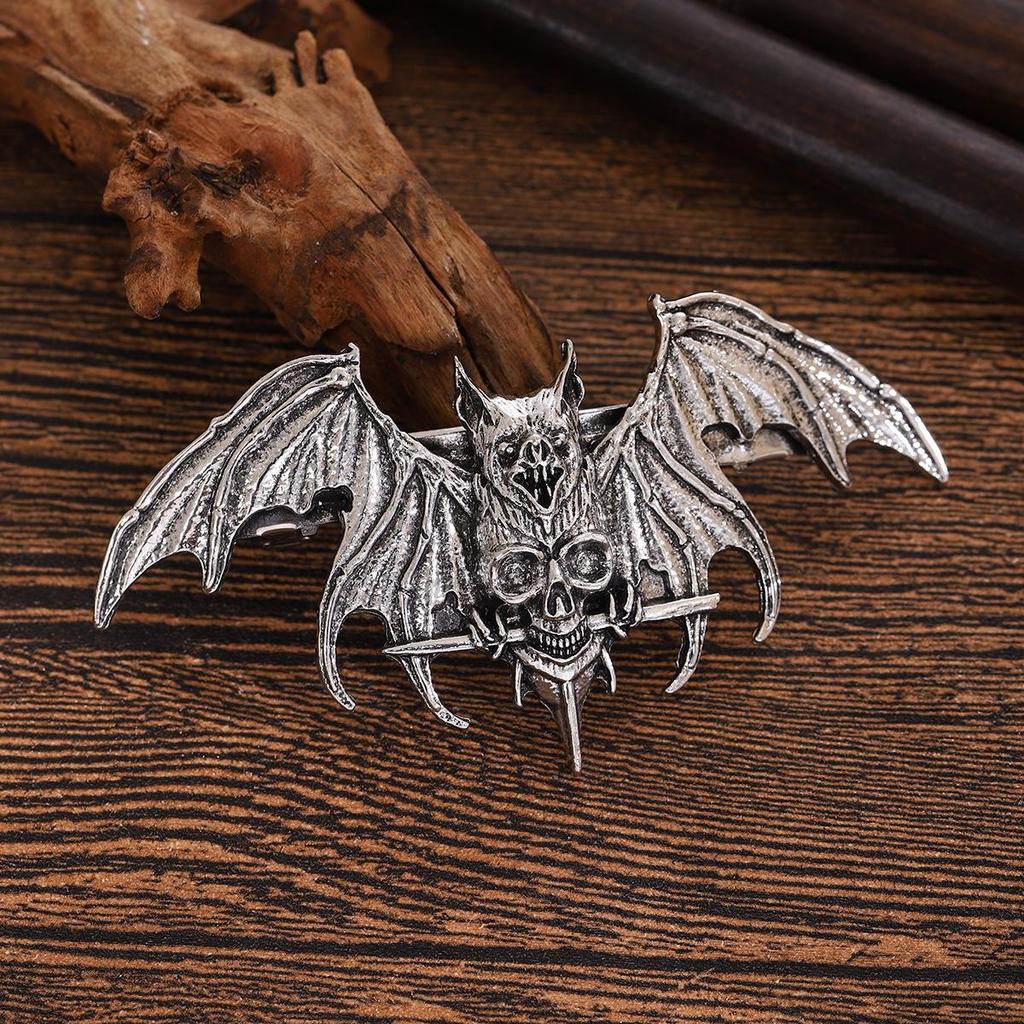 Viking Retro Gothic Bat Skull Hair Clip - Norwegian Style Party Accessory