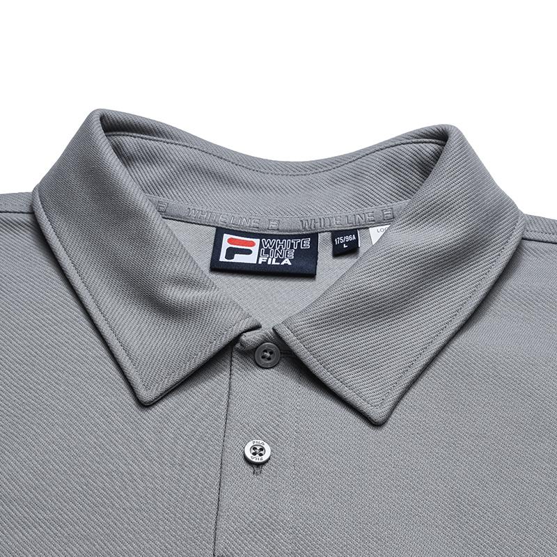 Fila Original Fashion Trend Multicolor Splicing Cotton Durable Loose Knit Long Sleeve Polo Shirt Men Polo Shirts Elegant-Gray F11M549209FGY