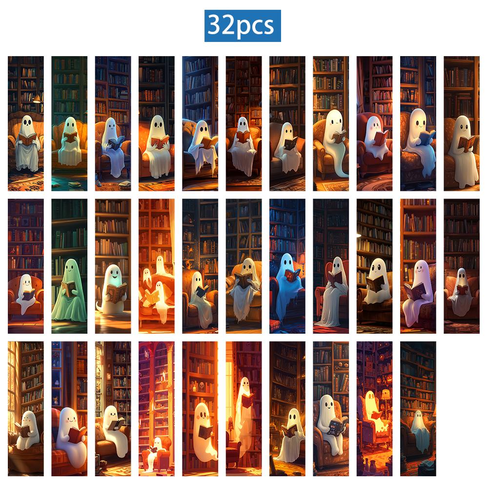 

32 шт., причудливые закладки «Призрачное чтение», Хэллоуин, подходят для учителей, читателей и книголюбов, подарки на день рождения