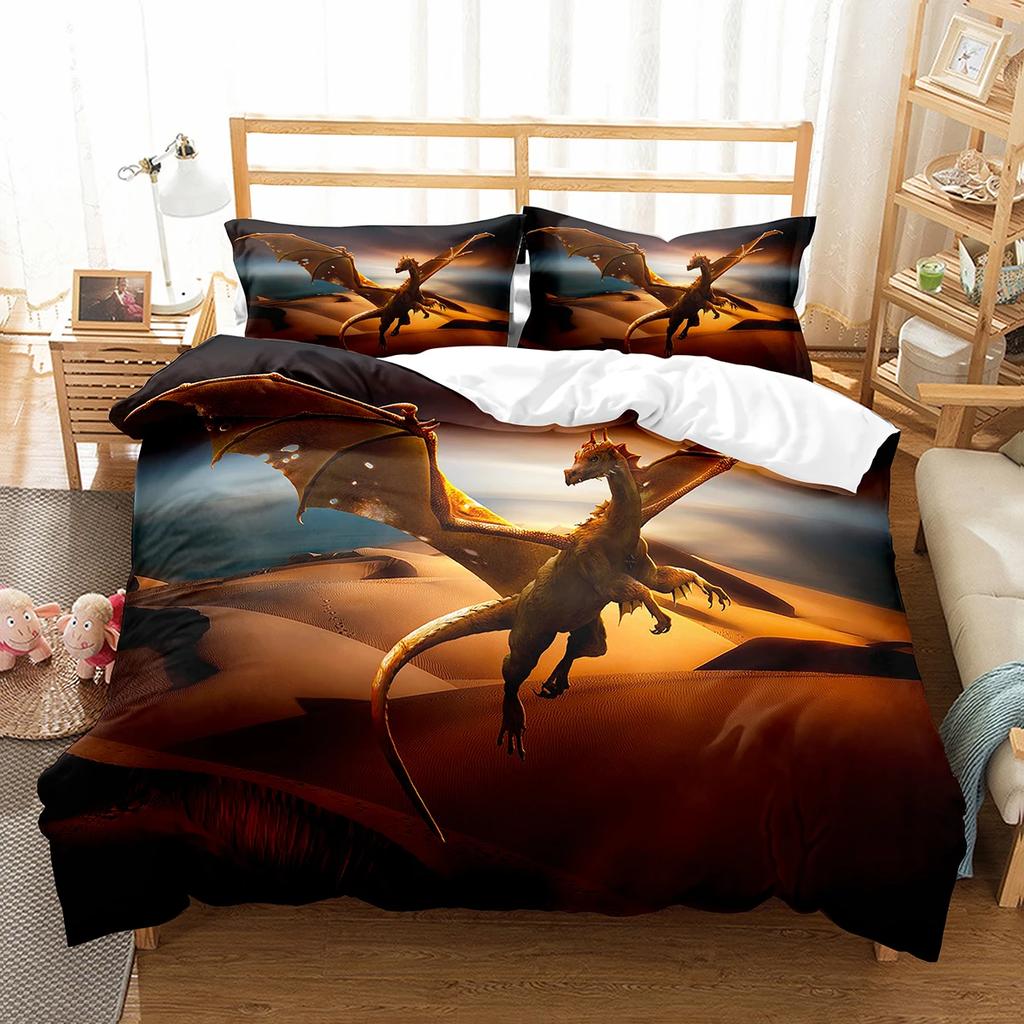 Comforter Cartoon Dragon Fly Dragon Wild Animal Comforter For Kids Boys Men Bedding Set Lightweight Soft