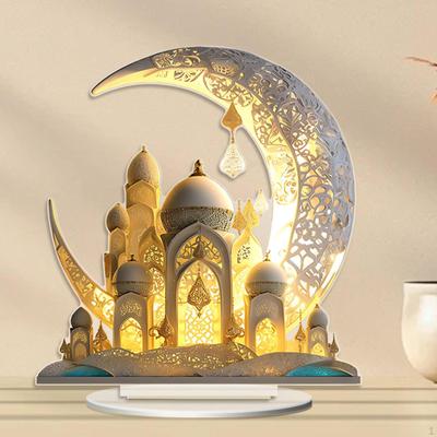 Décoration de château de lune en acrylique avec base 2D, pièce maîtresse décorative délicate pour bureau